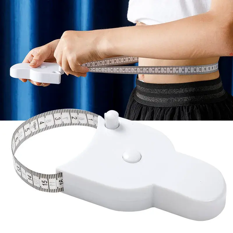 Auto-Retractable Body Measuring Tape, 60 Inch 3D Measurement Tool for Waist Hip Bust Arms in White
