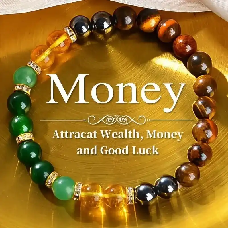 Money Bracelet with Black Onyx and Tiger's Eye - Luck Bracelet - Attract Wealth, Abundance and Prosperity